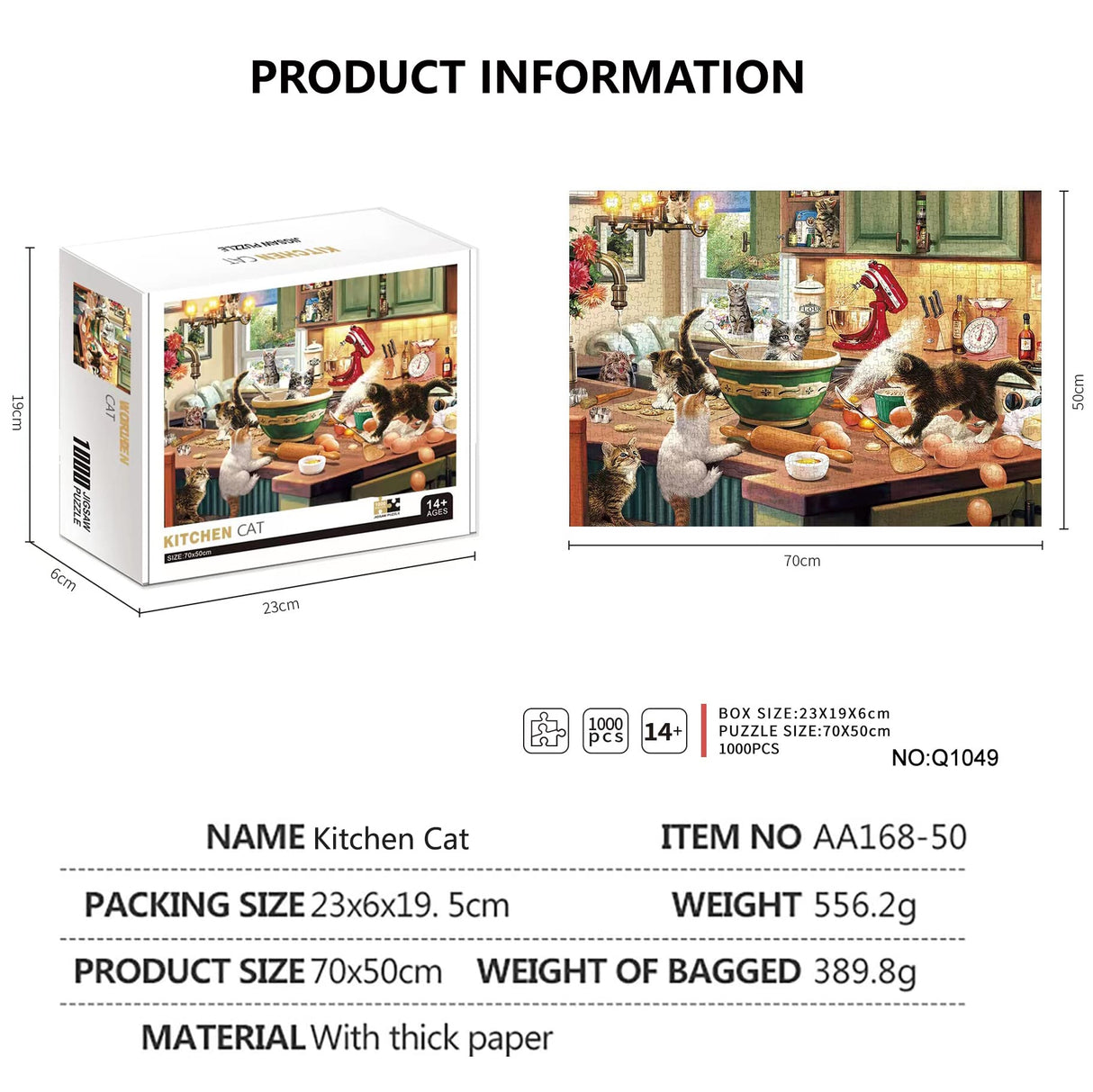 RAJRNED Puzzles for Adults - Jigsaw Puzzles 1000 Pieces - Kitchen Cats RAJRNED