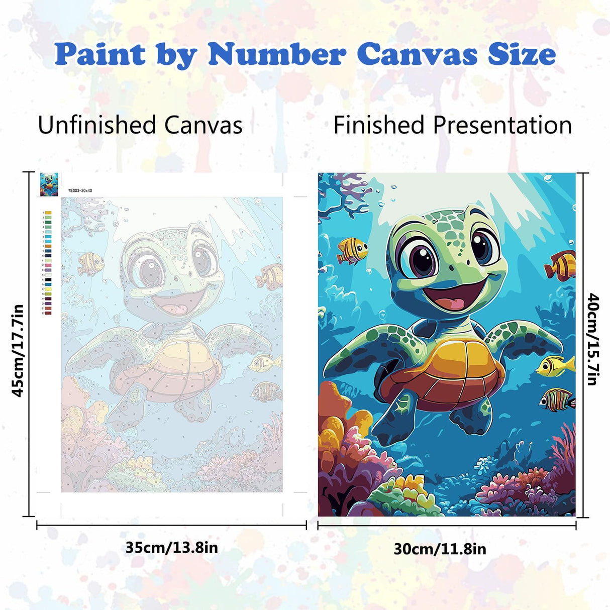 MEIYUDA Turtle Paint by Numbers Kit for Adults, Sea Turtle Paint by Numbers for Beginners, DIY Acrylic Oil Painting by Number on Canvas Without Frame for Home Wall Decor Gift 12x16in MEIYUDA