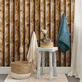 RoomMates RMK11308WP Brown Cabin Logs Peel and Stick Wallpaper RoomMates
