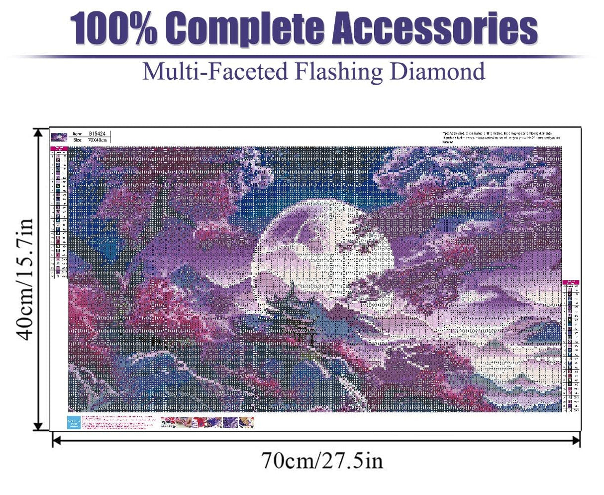 BOHADIY 5D Large Diamond Art Painting,Moon Diamond Painting Kits for Adults,DIY Full Drill Mountain Crystal Rhinestone Arts and Crafts,Tree Gem Art Painting with Diamond Home Wall Decor27.5 X 15.7inch BOHADIY