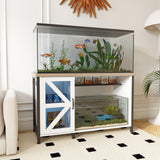 OC Orange-Casual 55-75 Gallon Aquarium Stand with Power Outlets & LED Light, Fish Tank Stand with Cabinet for Fish Tank Accessories Storage, Heavy Duty Metal Frame, 1100LBS Capacity (White) OC Orange-Casual