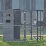 Mxsunh Large Catio Outdoor Cat Enclosure,Weatherproof Outdoor Cat House for Mulitiple Cats Play with 4 Platforms,5 Windows,Sunshine Roof,for Patio,77" L x 33.5" W x 70" H(Grey) MXSUNH