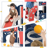 Nyeekoy 9-in-1 Castle Amusement Playground Playhouse, Indoor Outdoor Playset for Toddlers Age 1-3, Backyard Climber Play Set Slide for Kids Baby (Blue) Nyeekoy