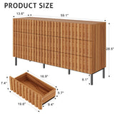UEV 59" Fluted Dresser with 9 Drawers, 9 Drawer Dressers for Bedroom, Mid Century Modern Fluted Dresser, Long Chest of Drawers TV Stand for Living Room, Hallway (Natural Wood) UEV