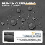 Amopatio Aluminum Patio Furniture Set, 6 Pieces Modern Patio Conversation Sets, Outdoor Sectional Metal Sofa with Coffee Table for Balcony, Garden, Dark Grey (Included Waterproof Covers) Amopatio