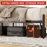 GAOMON Full Size Bed Frame with Natural Rattan Headboard & Solid Wood Footboard - Under Bed Storage Space, Quiet Noise-Free Design, No Box Spring Needed,Oak GAOMON