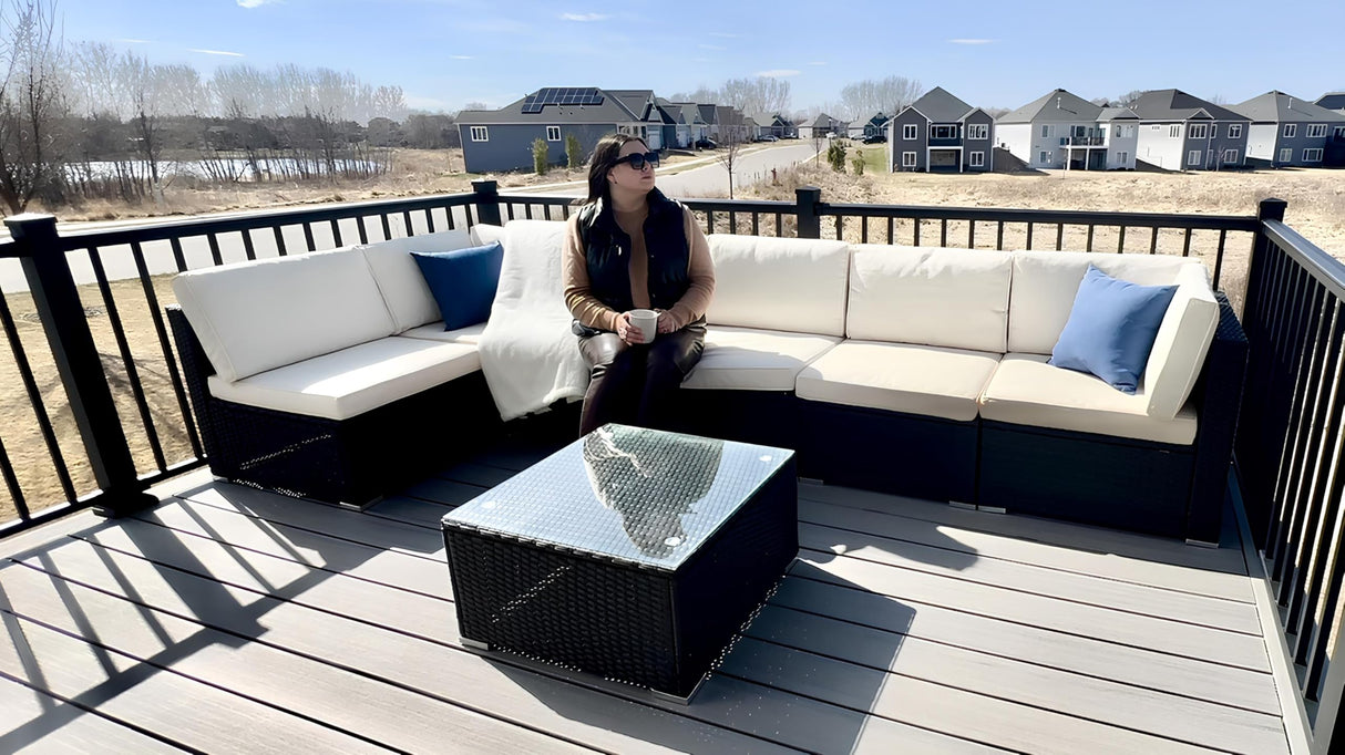 YITAHOME 7 Pieces Patio Furniture Set, Sectional Sofa PE Rattan Wicker Conversation Set Outside Couch with Table and Cushions for Porch Garden Backyard Balcony YITAHOME