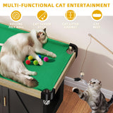 Homiflex Cat Litter Box Enclosure, Wooden Litter Box Furniture with Game Area, Cat Washroom with Barn Door, Indoor Pet House, Fit Most of Litter Box, Black Homiflex