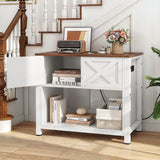 YITAHOME Farmhouse TV Stand for 40 Inch with Power Outlet, Wooden TV Media Console with Storage Cabinet for 660lbs, Rustic Entertainment Center Table TV Cabinet for Living Room, White Oak YITAHOME