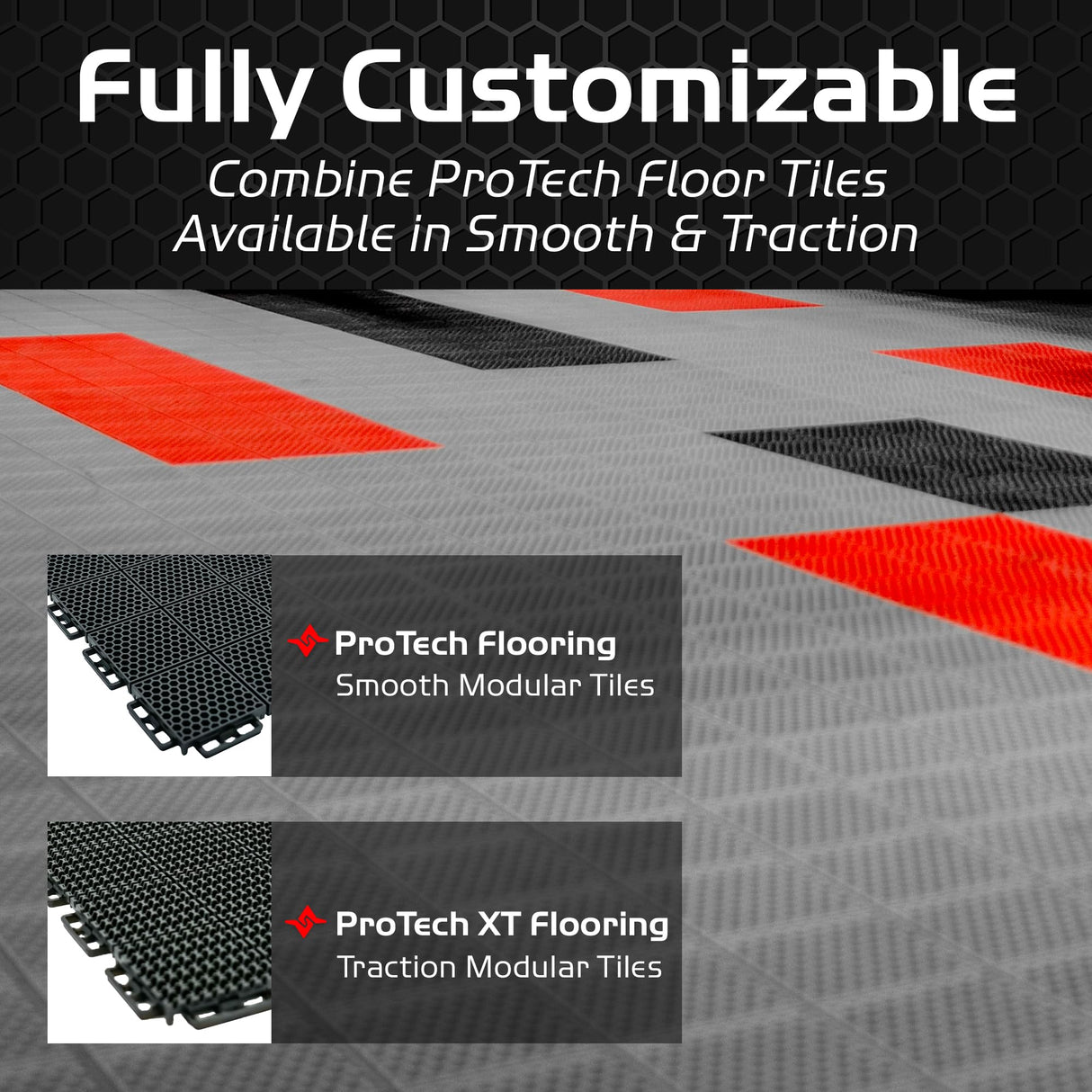 Caliber ProTech Garage Flooring Tiles, 9” x 18” Interlocking Tiles, Grey, 24-Pack Caliber