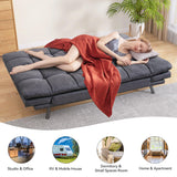 Cozysnooze Convertible Futon Sofa Bed Couch,Linen Fabric Futon Sofa Couch,Memory Foam Futons,Small Splitback Modern Loveseat Sleeper Couch Bed for Living Room,Office,Apartment,Dark Grey Cozysnooze