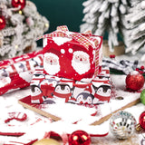 LeZakaa Christmas Wrapping Paper Roll - Mini Roll - 3 Rolls - 17 Inch X 120 Inch Per Roll - Red & White Penguins, Ho, Santa Claus, Christmas Elements Holiday Collection LeZakaa