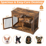 Dog Crate Furniture, 44 Inch Wooden Dog Kennel Furniture Indoor with 2 Storage Drawers, Heavy Duty Large Dogs Crate Furniture, Cage & House Furniture for Small Medium Large Dogs, Brown VENDORZ