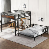 Queen Over Queen Bunk Bed with Headboard and Full Length Guardrail, Separable Bunk Bed Queen Size, Heavy Duty Bunk Beds Can Turns Into Loft Bed and Platform Bed, Black Bellemave