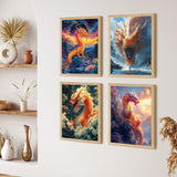 ZXQL 4 Paint by Numbers for Adults - Dragon DIY Adult Paint by Number Kits Pack Beginners Easy Acrylic On Canvas for Painting Home Decor Creative Wall Art 12x16inch (10-4) ZXQL