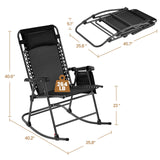 Yaheetech 26in Rocking Chair Outdoor Zero Gravity Folding Chairs Rocking Chairs Foldable Outdoor Reclining Lounge Chair for Outside Lawn with Cupholder/Pillow Ergonomic Design for Rest, Black Yaheetech