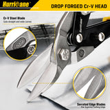 HURRICANE 10 Inch Aviation Tin Snips, Heavy Duty Metal Cutter Shears for Cutting Sheet Metal, Straight Cut, Chrome Vanadium Steel HURRICANE