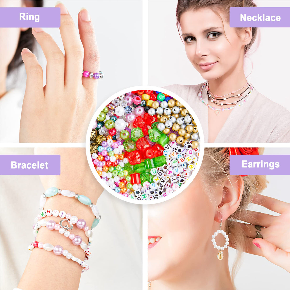 Jewelry Making Kit, 1960 pcs, Supplies Includes Beads, Instructions, Findings, Wire for Bracelet, Necklace, Earrings Making Kit for Adults by Inscraft INSCRAFT