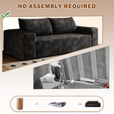 63" Cloud Loveseat Sofa in a Box for Living Room, Corduroy 2-Seater Boneless Couch 2 Throw Pillows, Modern Sponge Double Sofas with Deep Seat for Small Spaces, No Assembly Required (Black, 63 inch) KavlSean