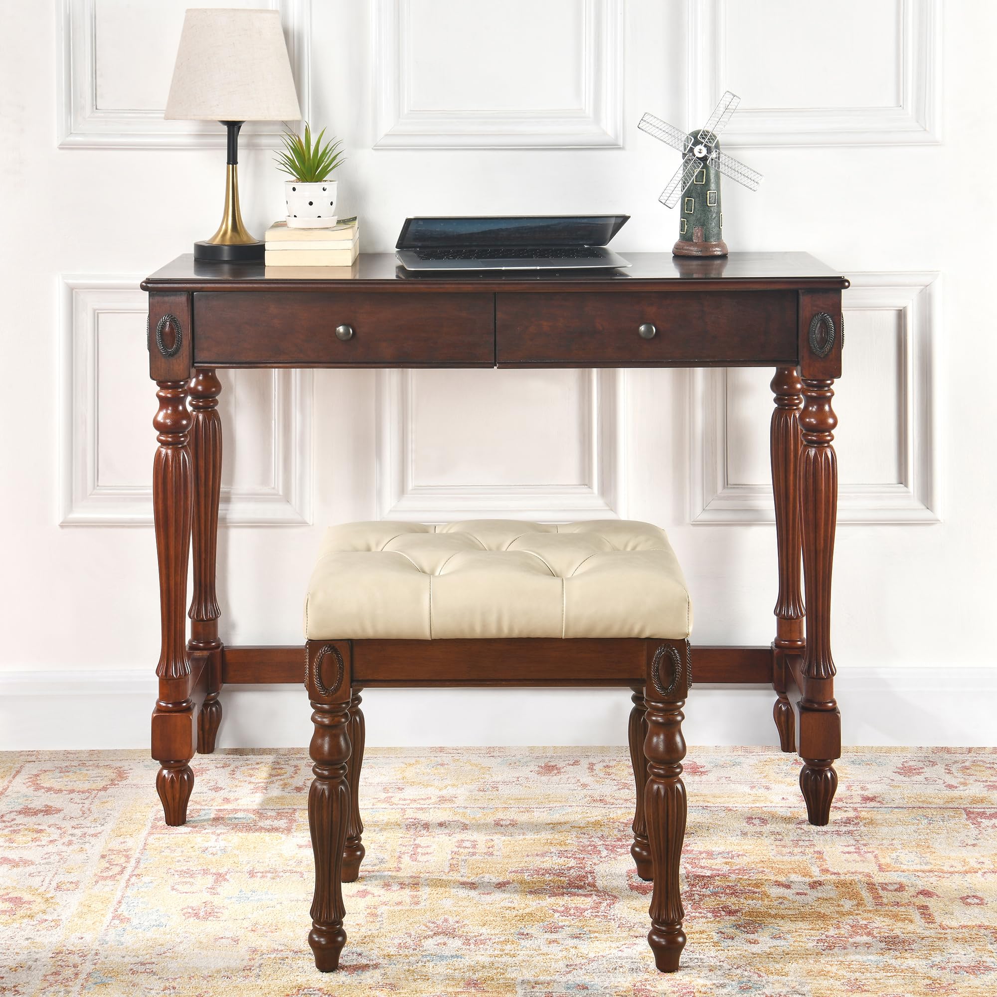 MODERION Vanity Bench Stool with Padded Cushion - Thumbnail 2