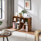 VECELO 3-Cube Small Bookshelf, Modern Bookcases with Shelves Height Up to 12.8 Inches, Suit for Common Size Textbook, Vertical or Horizontal, Cubby Storage Organizer,Rustic Brown VECELO