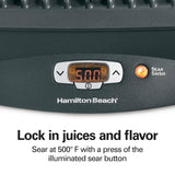 Hamilton Beach Steak Lover's Electric Indoor Searing Grill, Nonstick 100 Square, Stainless Steel (25331), Black and Stainless, Medium Hamilton Beach