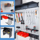 Ultrawall Peboard Storage Organizer, 48x36 inch Pegboard Wall Organizer, Metal Garage Peg Board with Toolboard, Utility Hooks, Overhead Shelf, 105pcs Ultrawall