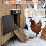 Doirdon Automatic Chicken Coop Door Solar Powered, Cold Weather Electric Chicken Door Large Size Aluminum Door with Light Sensor & Timer with Power Off Emergency Mode 14.9" H x 11" W Doirdon