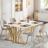 Tribesigns 55’’ Large Modern Computer Desk, White & Gold Luxury Laptop PC Student Table, Makeup Vanity Table with Thick Frame & Strong Legs, Sturdy Writing Workstation for Home & Office Tribesigns