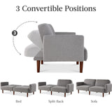 Best Choice Products 77" Mid Century Modern Boucle Loveseat Sofa, Couch, Convertible Sofa Sleeper Bed w/Real Wood, Removable Armrest - Storm Gray Best Choice Products