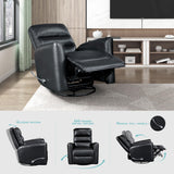 Lexicon Swivel Glider Recliner Chair, Comfy Nursery Glider, Faux Leather Recliner, Manual Reclining Chair for Living Room/Office/Apartment, Black Lexicon