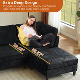 Portaforta 100" Oversized Sectional Couches for Living Room, Modular Sectional Sofa Couch, Modern Linen L Shaped Couch, 4 Seater Convertible Sofa for Living Room Apartment Office, Black Portaforta