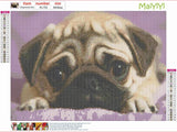 MaiYiYi Pug Diamond Painting by Numbers, 5D Full Round Drill Pug Diamond Art Kit, Cute Dog Face Diamond Painting for Adult Beginner Wall Decor Arts Crafts (40 x 30 cm) MaiYiYi