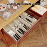 Aiho Kitchen Island Cart with Storage, 52’’ Mobile Carts with Rolling Kitchen Table with Towel Rack, Spice Rack, Drawer, Large Storage Cabinet, Brown Aiho