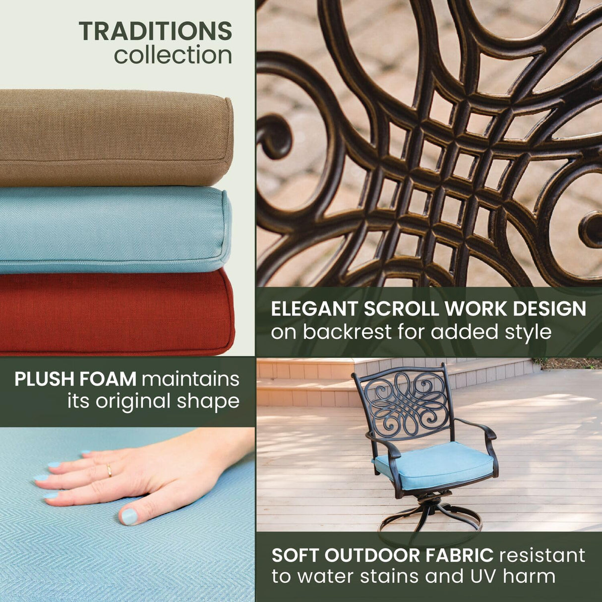 Hanover Traditions 11-Piece Modern Outdoor Dining Set with Rust Resistant Cast Aluminum Rectangular Large Dining Table and 10 Swivel Rocker Chairs with Plush Weather Resistant Blue Cushions Hanover