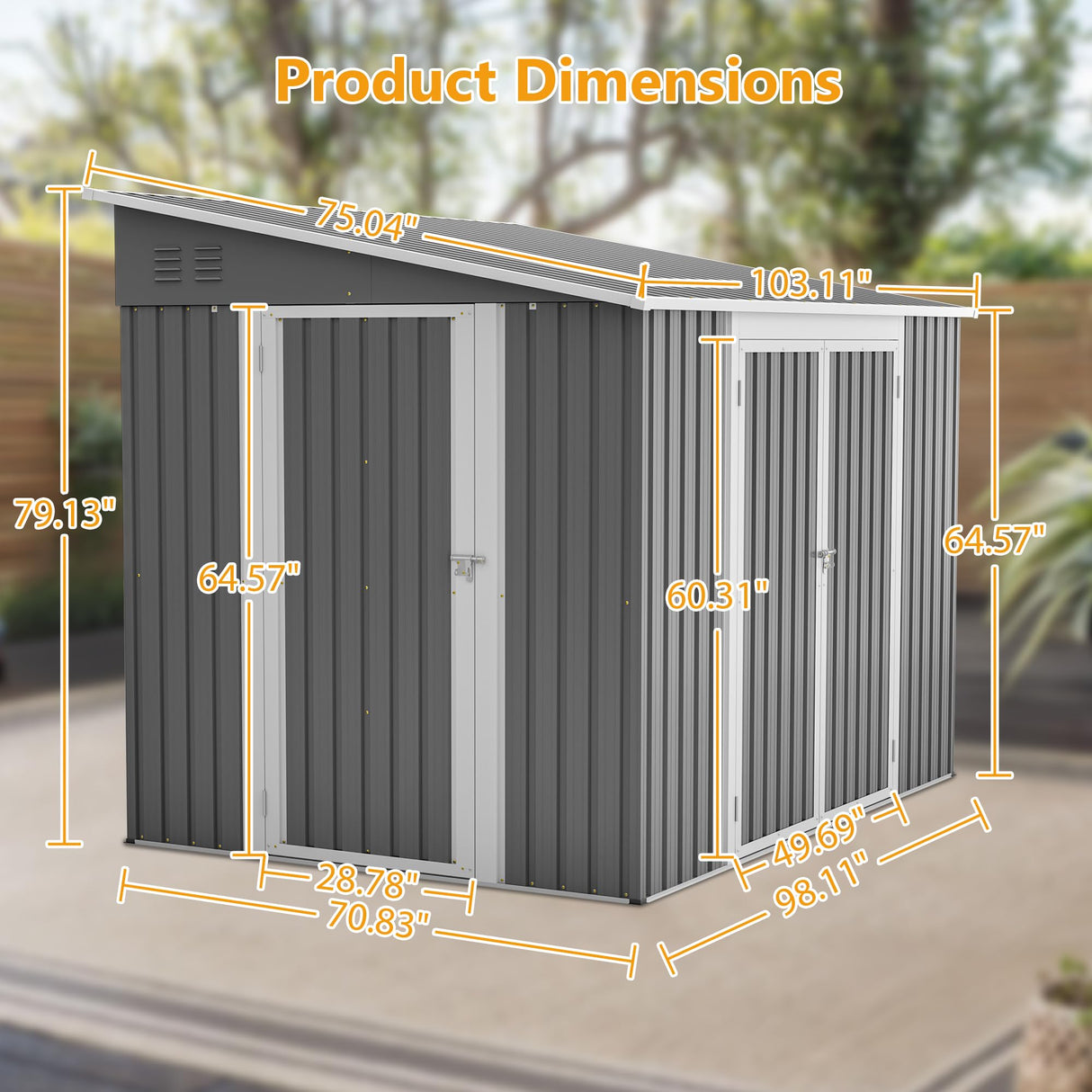 6x8FT Metal Outdoor Storage Shed with Floor Frame,Large Tool&Lawn Mower Shed with Two Lockable Doors for Garden Backyard Patio Storage,Outside Lean to Waterproof Storage Shed Thanaddo