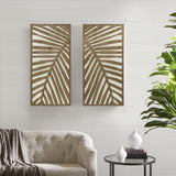 Madison Park Wall Art Living Room Décor - Birch Palms Botanical Carved Design, Home Accent Modern Kitchen Dining Decoration, Ready to Hang Panel for Bedroom, 16" W x 32" H, Dark Brown 2 Piece Madison Park