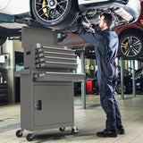 5-Drawers Gray Tool Chest, 2-in-1 Mechanic Rolling Tool Box Removable Lockable Tool Storage Cabinet, Metal Tool Cart with Drawers and Wheels for Garage, Workshop CMFYDAILY