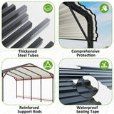 AIRWIRE 10x15 Metal Carport Carports with Enhanced Base Heavy Duty Garage Outdoor Galvanized Car Shelter for Car, Boats and Truck AirWire