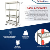 SafeRacks Garage Shelving Unit - All Steel Storage Rack That Holds 300 Pounds Per Shelf - Easy to Assemble, White (24" x 48" x 84") SafeRacks