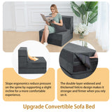 Ressainic Folding Sofa Bed Chair with Pillow,Convertible Fold Out Chair Bed Sleeper,Foam Floor Mattress, Foldable Futon Couch Bed for Living Room/Dorm/Guest/Office (Grey, Single) Ressainic