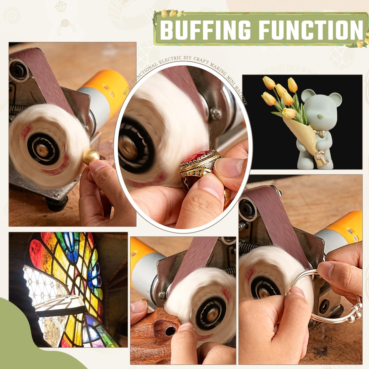 Multifunctional Electric Jewelry Making Machine, 7-Adjustable Speed Jewelry Repair Sander Polisher Jewelry Making Supplies Kit - For Ring, Bead, Copper, Silver, Wood, Resin, Gemstone, Crafts Sbestily