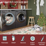 Lahome Christmas Runner Rug 2x8 Beige Rug Runners for Hallways Non Slip,Washable Kitchen Bathroom Runner Rug,Soft Christmas Tree Santa Claus Carpet Runner for Entryway Holiday Decor(2'x8',Beige) Lahome