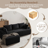 Boneless Couch, Upholstered Cloud Sectional Couch with L Shape Chaise, Fluffy Comfy Cloud Sofa with Deep Seat & Throw Pillows, Boneless Couches for Living Room, No Assembly Required, Black EROMMY