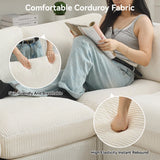 67'' Modular Loveseat Sofa, Extra Deep Seat Cloud Couch for Living Room, Corduroy Deep Seat Sofa with Armrest Pillows, Center Stitched, Beige Hatppto