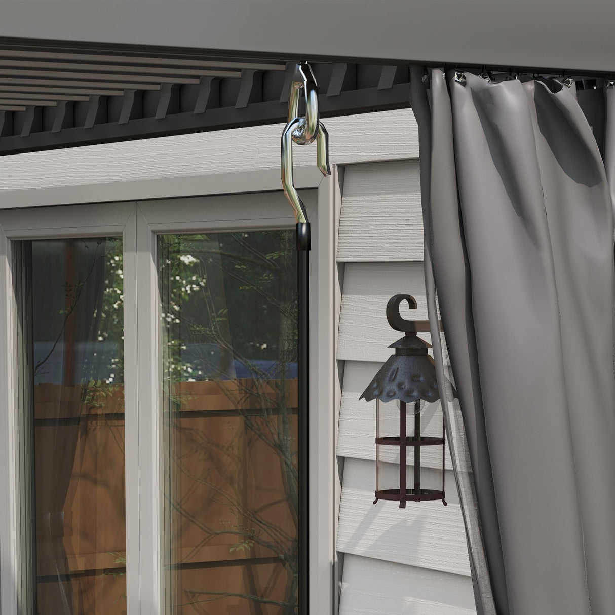 Outsunny 10' x 13' Louvered Pergola Hardtop Gazebo with Adjustable Aluminum Roof and Frame, Outdoor Pergola with Curtains and Netting, for Garden, Lawn, Backyard, and Deck, Dark Gray Outsunny