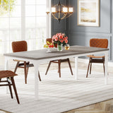 Tribesigns Farmhouse Dining Table for 6-8, 70.9 Inch Rectangular Wood Kitchen Table with Heavy Duty Metal Legs, Industrial Dinner Table for Dining Room, Living Room, Grey and White Tribesigns