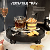 EOSAHR Modern Wood Riser for Display : Farmhouse Pedestal Stand for Kitchen Counter and Home Decor, Round Waterproof Display Tray for Soap on Sink (Black) EOSAHR