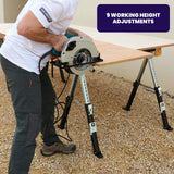 WORHAN Sawhorse Twinpack 2600 lbs Jobsite Table Folding Quickly Adjustable Legs Support Arms Sawing Non Slip Trestle Sawmule Steel Workbench S600A WORHAN