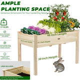 ZSYWODFO 48x24x30in Raised Garden Bed,Wooden Raised Garden Beds Outdoor,Elevated Wooden Planter Box with Legs for Backyard/Patio/Gardener,210lb Capacity-Natural ZSYWODFO